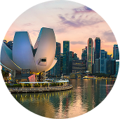 싱가포르의 현대적인 스카이라인과 마리나베이 지역